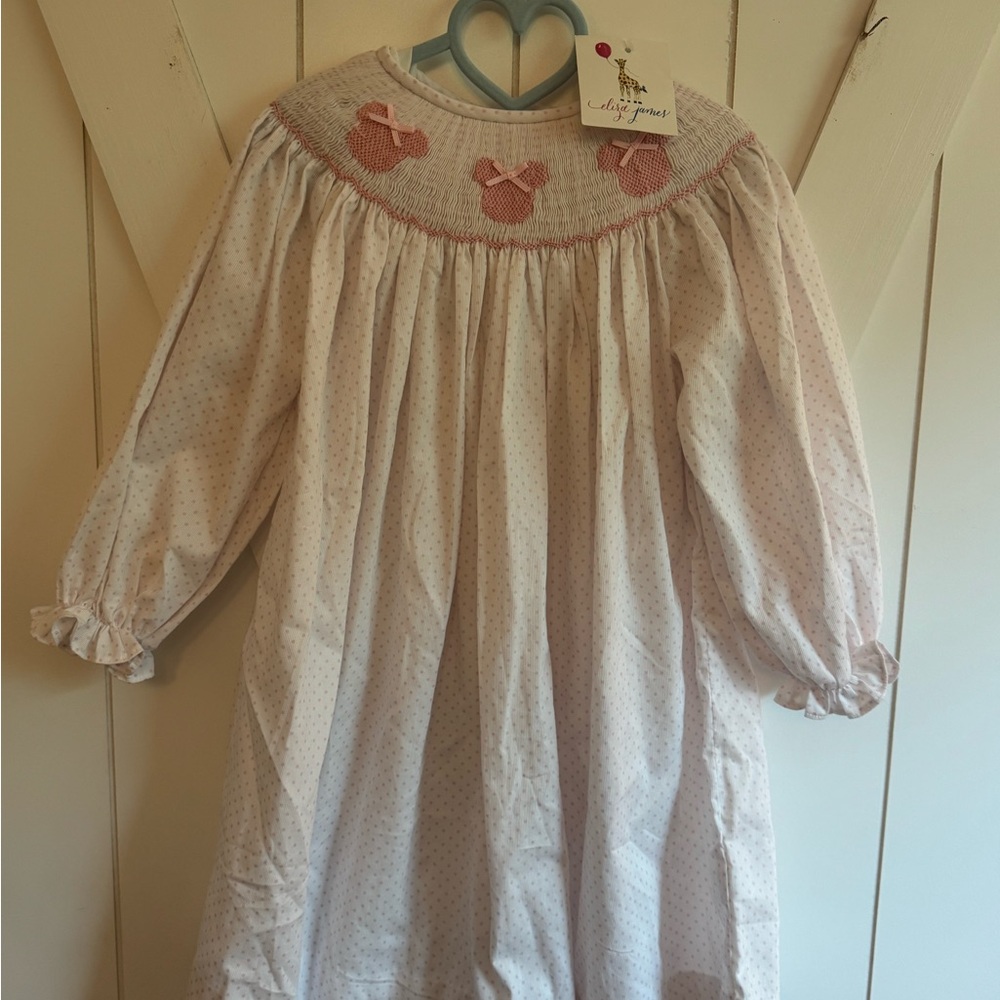 🏰✨ Disney Smocked Pink NWOT Embroidered Minnie 5-6T